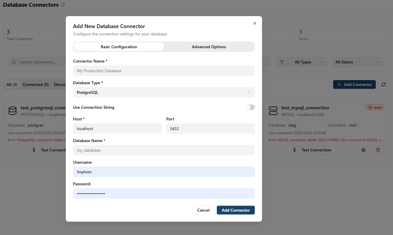 Database Connectors & Environments